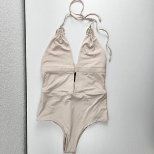 NWT Tavik Tapioca Halter One-Piece Swimsuit - Size S, Bohemian, Minimalist